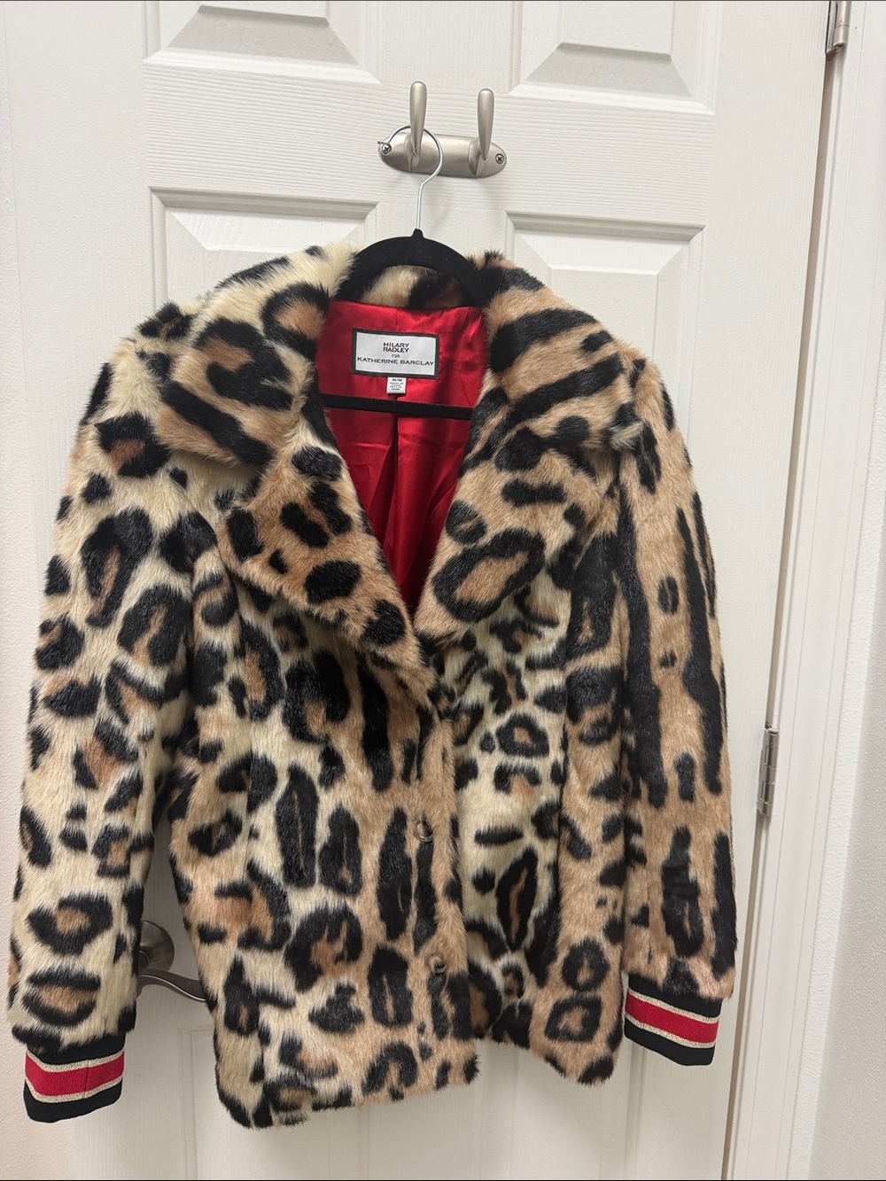 Leopard Print Hilary Radley for Katherine Barclay Jacket with Red Trim sporty